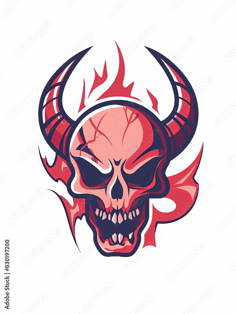 A skull with horns and flames surrounding it A skull with horns and flames surrounding it