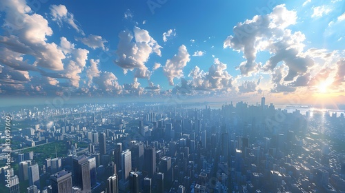 Wallpaper Mural Cityscape of a modern city with skyscrapers and a blue sky Torontodigital.ca