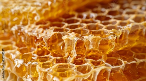 numerous honeycombs populate the frame's center, and hollow hexagonal structures occupy the heart of those honeycombs photo