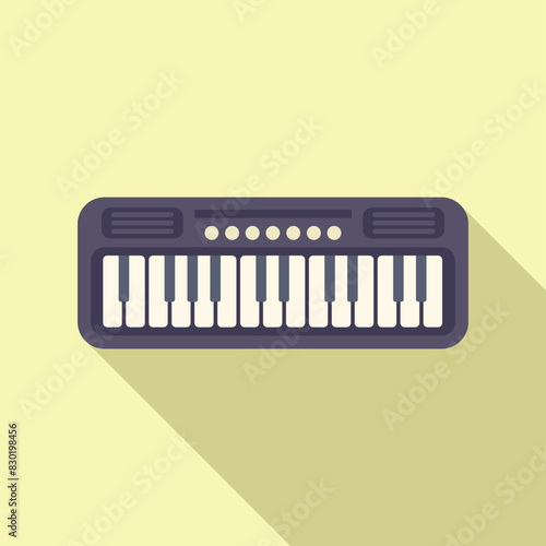 Flat design vector of a stylized electronic keyboard with shadow, ideal for musicrelated graphics