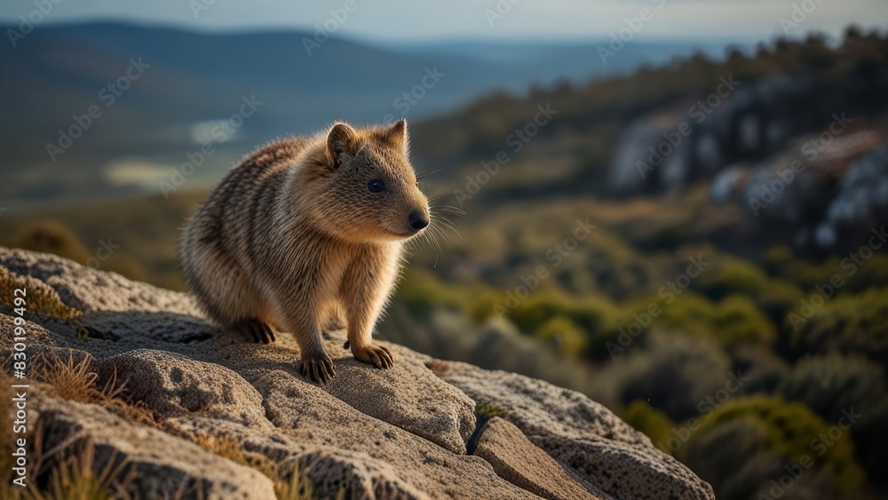 Majestic Rock Wallaby Enjoying the Sunset in the Australian Outback Majestic Rock Wallaby Enjoying the Sunset in the Australian Outback