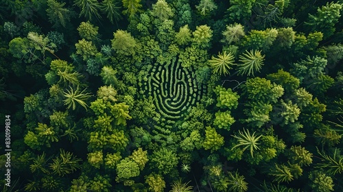 Top view of the fingerprint symbolizes growth and nature's power to protect the environment.