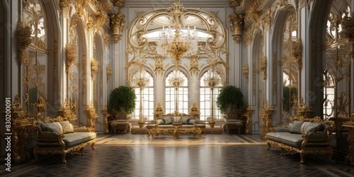 A classic extravagant European style palace with gold decorations