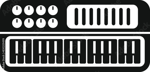 Vector icon illustration of a midi keyboard controller for musical production