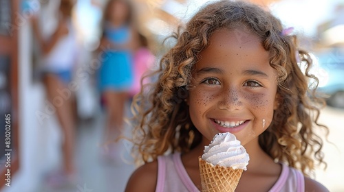 Children eating ice cream cones medium shot