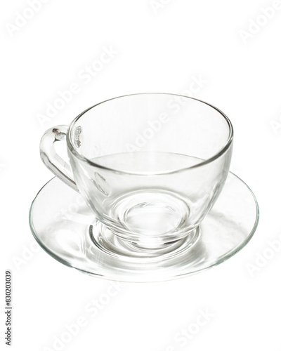 Empty glass cup on a transparent background. PNG.