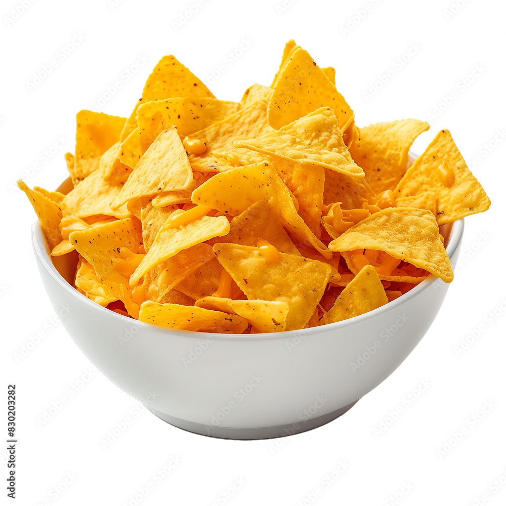 Nachos in a bowl isolated on transparent background. Cut out Nachos in a bowl isolated on transparent background. Cut out