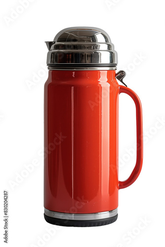 Thermos bottle isolated on transparent background. Cut out.