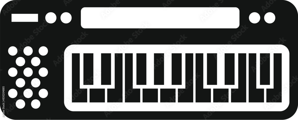 Minimalist flat vector illustration of a synthesizer keyboard silhouette icon with editable waveform and contemporary design for music production interface Minimalist flat vector illustration of a synthesizer keyboard silhouette icon with editable waveform and contemporary design for music production interface