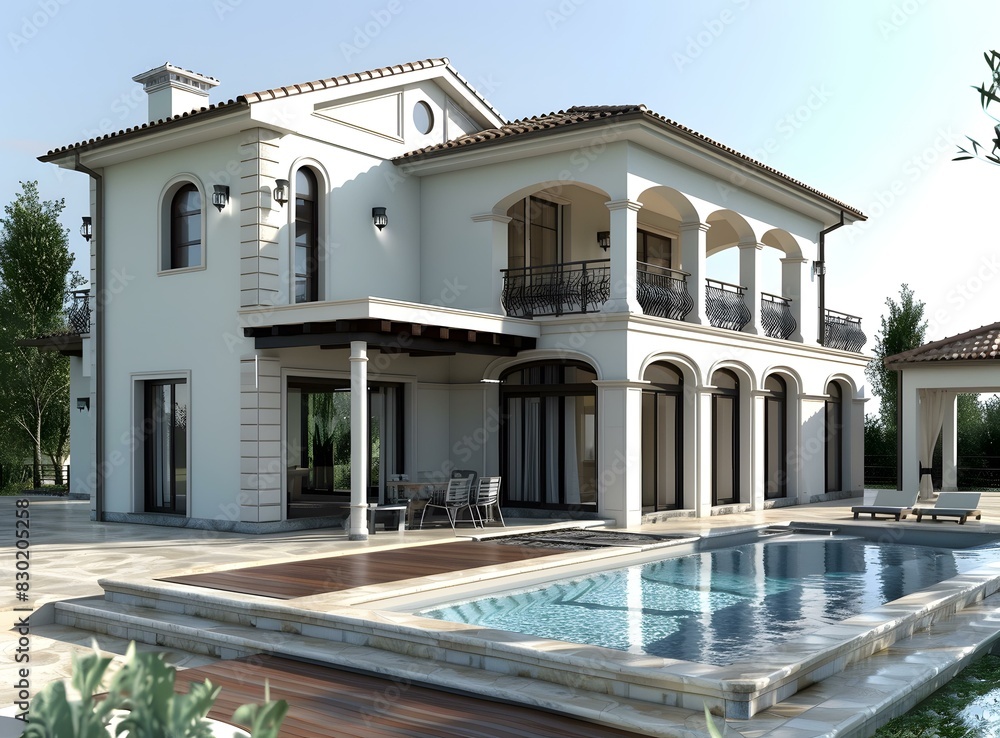 Fototapeta premium Modern house with swimming pool