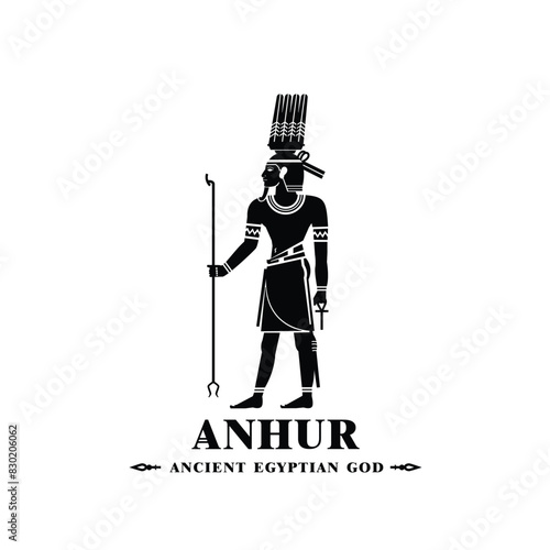 Ancient egyptian god anhur silhouette, middle east god Logo