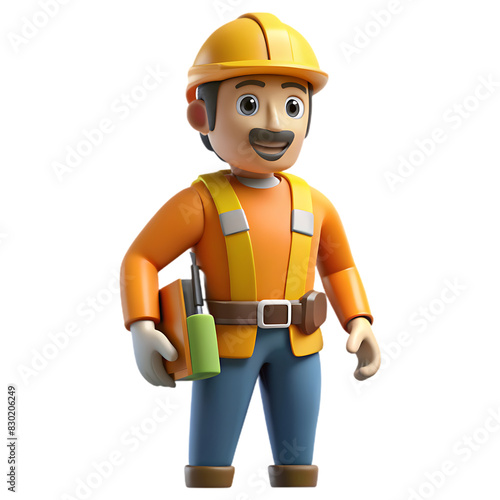 a construction worker in uniform on transparent background