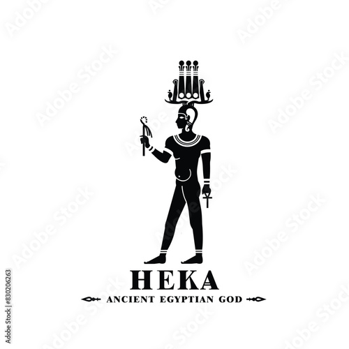 Ancient egyptian god heka silhouette, middle east god Logo