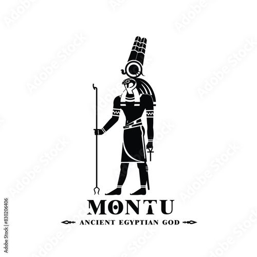 Ancient egyptian god montu silhouette, middle east god Logo