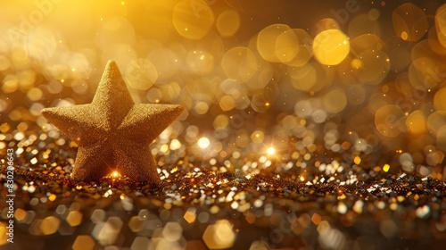 Golden star background with glitter