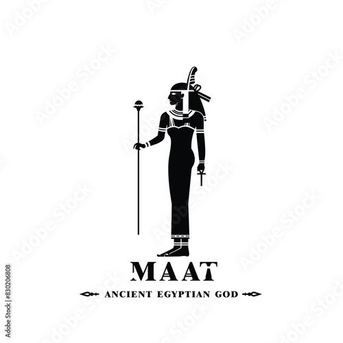 Ancient egyptian god maat silhouette, middle east god Logo
