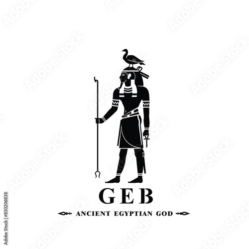 Ancient egyptian god geb silhouette, middle east god Logo