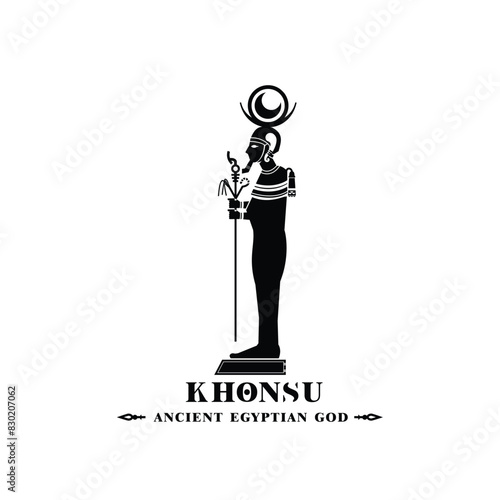Ancient egyptian god khonsu silhouette, middle east god Logo
