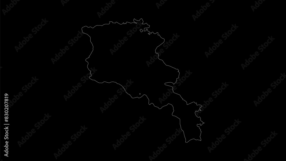 Armenia map vector illustration. Drawing with a white line on a black background. Armenia map vector illustration. Drawing with a white line on a black background.