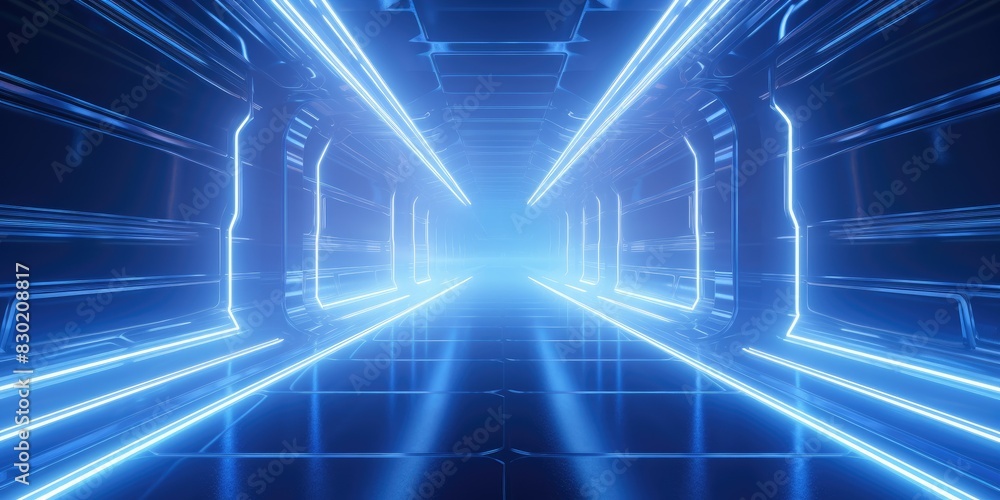 Blue futuristic sci-fi style corridor or shaft background Blue futuristic sci-fi style corridor or shaft background
