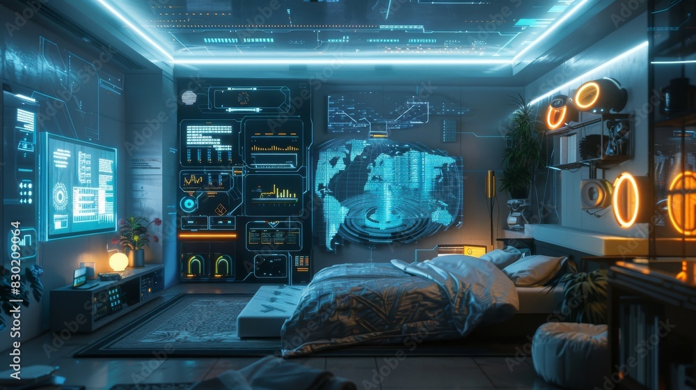 The bedroom of the future is here. With its high-tech gadgets and sleek design, this room is perfect for anyone who wants to live in the future. The bedroom of the future is here. With its high-tech gadgets and sleek design, this room is perfect for anyone who wants to live in the future.