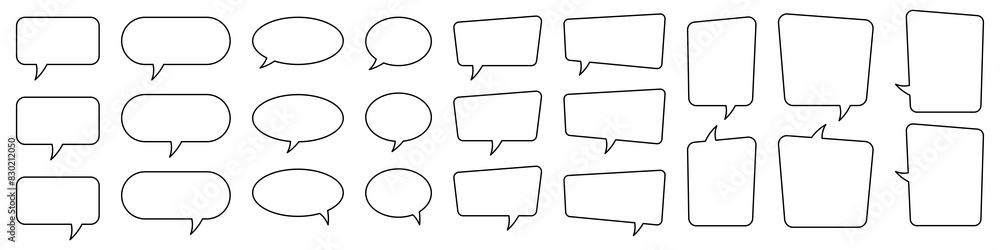 Speech bubble, speech balloon, chat bubble line art icon for apps and websites. Speech bubble, speech balloon, chat bubble line art icon for apps and websites.