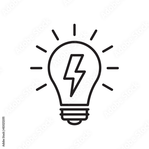 The light bulb icon, full of ideas and creative thinking, analytical thinking for processing. Outline symbol illustration.