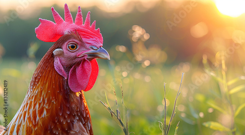rooster in the grass
