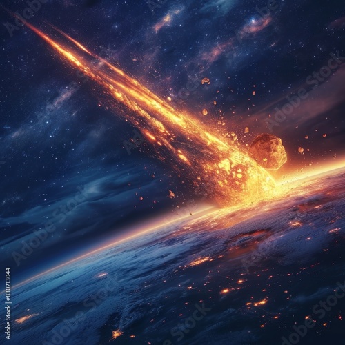 Asteroid colliding with the Earth