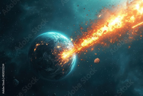 Asteroid colliding with the Earth