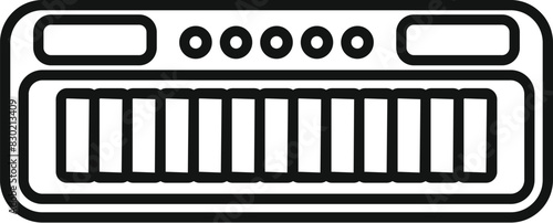 Minimalist vector illustration of a midi keyboard, perfect for music production content