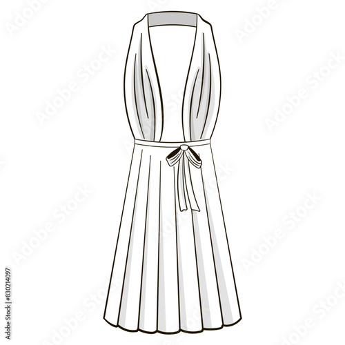 Summer sleeveless midi dress fashion illustration