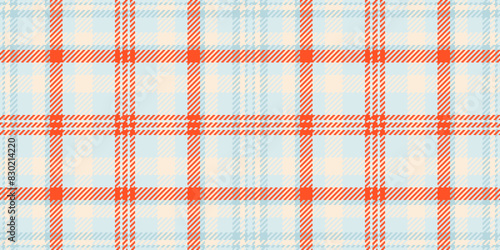 Large seamless tartan texture, teenage vector fabric pattern. Spring textile check plaid background in light and papaya whip colors.