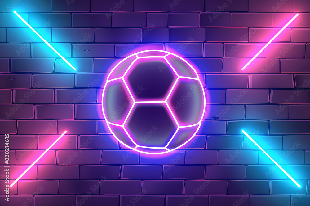 Obraz premium Football with futuristic technology. Colors glow neon background.