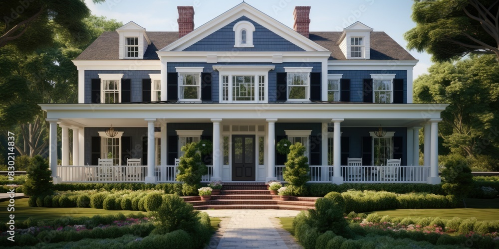 Colonial style American house. American classic home and house designs Colonial style American house. American classic home and house designs