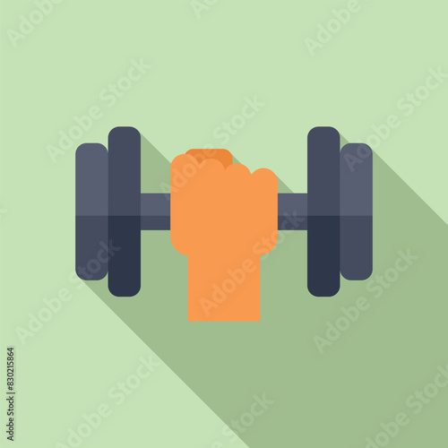 Hand holding dumbbell icon for fitness, weightlifting, and gym equipment with a strong grip and determination, perfect for illustrating a healthy lifestyle and exercise