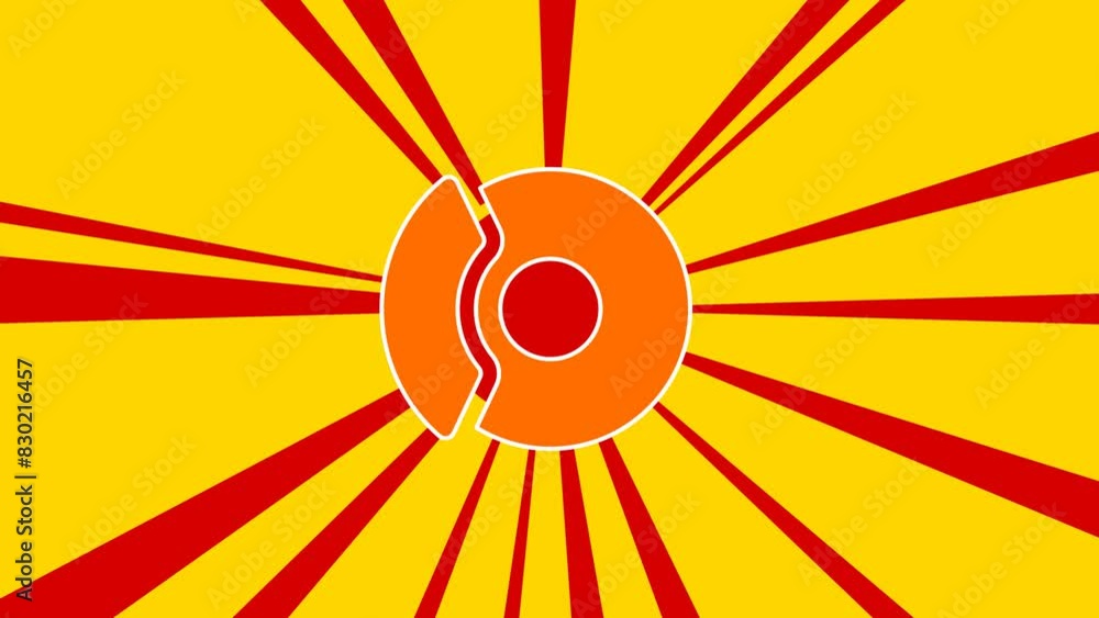 Auto brakes on the background of animation from moving rays of the sun. Large orange symbol increases slightly. Seamless looped 4k animation on yellow background Auto brakes on the background of animation from moving rays of the sun. Large orange symbol increases slightly. Seamless looped 4k animation on yellow background