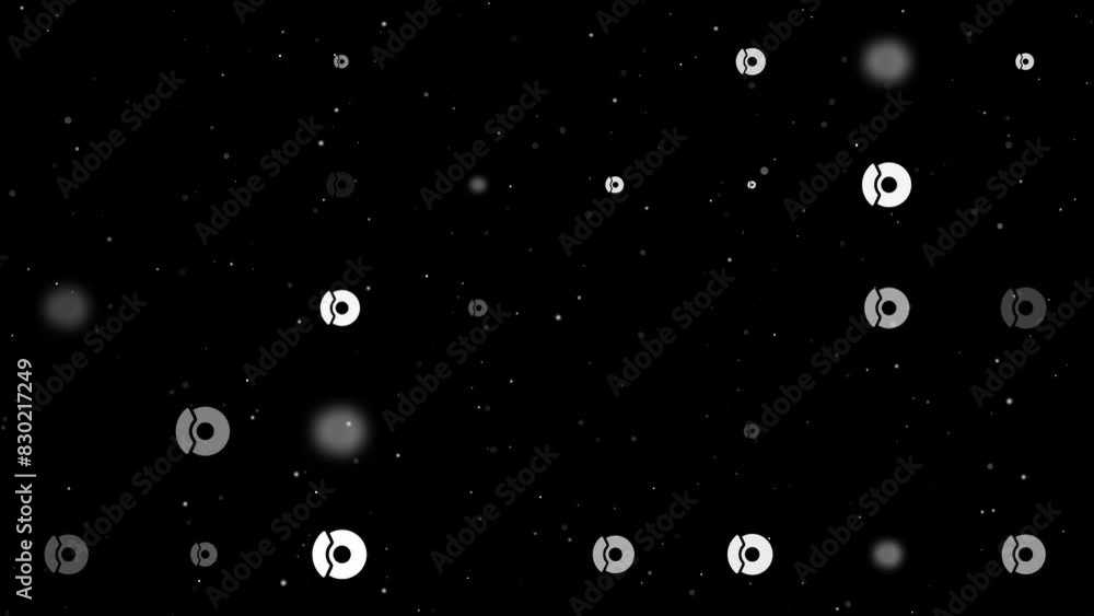 Template animation of evenly spaced auto brakess of different sizes and opacity. Animation of transparency and size. Seamless looped 4k animation on black background with stars Template animation of evenly spaced auto brakess of different sizes and opacity. Animation of transparency and size. Seamless looped 4k animation on black background with stars