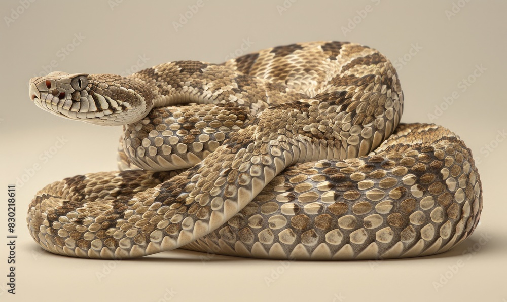 Obraz premium Eastern diamondback rattlesnake on neutral background