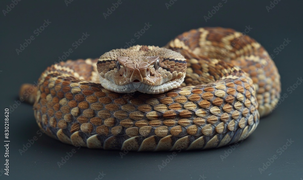 Fototapeta premium Eastern diamondback rattlesnake on neutral background