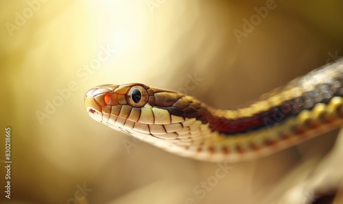 Garter snake on neutral background