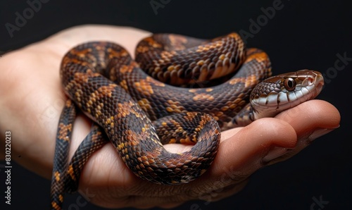 Snake on human hand