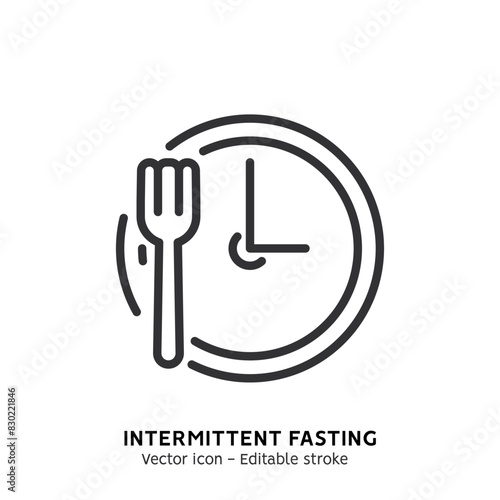 Line icon of intermittent fasting, diet, diet plan, proper nutrition, dream figure, fitness, healthy food. Vector illustration in flat design