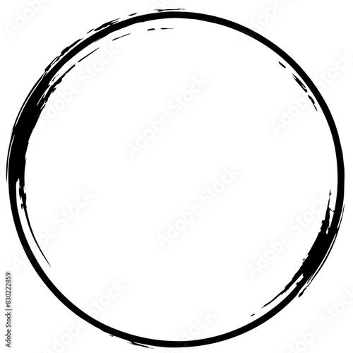 Ink brush stroke circle vector illustration, Zen enso symbol, abstract round frame design