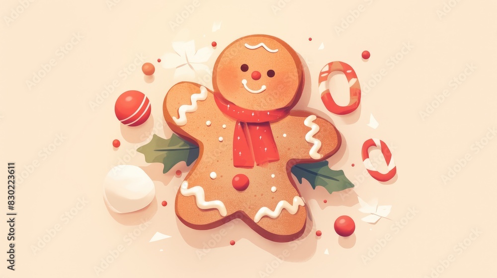 Illustration of a festive gingerbread man cookie shaped like a little man complete with colorful icing perfect for spreading holiday cheer during Christmas and New Year s celebrations Creat Illustration of a festive gingerbread man cookie shaped like a little man complete with colorful icing perfect for spreading holiday cheer during Christmas and New Year s celebrations Creat