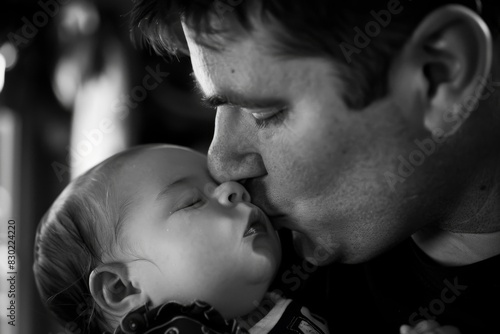 Father holding his baby girl close - family love - parenting - fatherhood