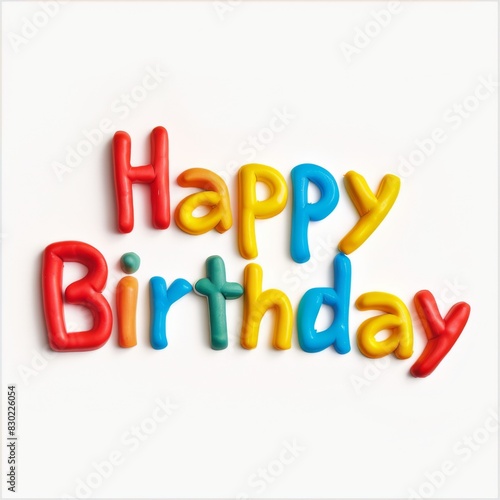 A vibrant birthday card featuring the artistic design of happy birthday in colorful typography