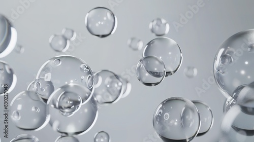 Monochromatic calm  air bubbles in water as abstract art