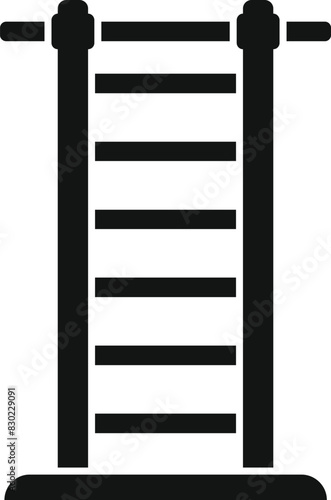 Minimalistic black wallmounted gym ladder icon for strength training and physical fitness. Suitable for indoor exercise and physiotherapy