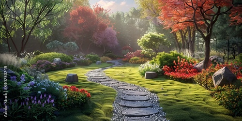 Spring Blossoms in a Tranquil Garden